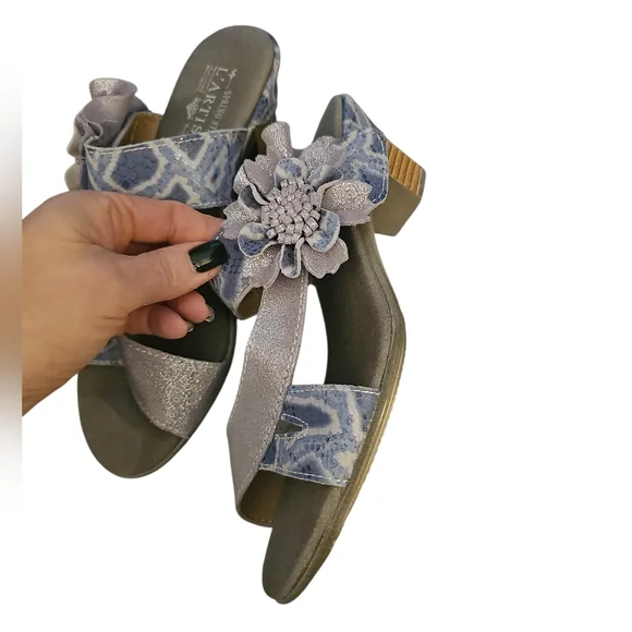 L'artiste Spring Step Cassana Size Eu 39 Blue/silver Leather Slide 8.5 New SH223 - Picture 8 of 8